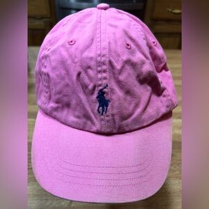 Polo Ralph Lauren Hat Cap Pink Blue Pony Logo Embroidered Leather Hook OSFA